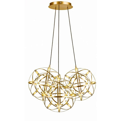 s.luce Atom Cluster LED Mehrfach-Pendelleuchte 3-flammig in filigranem Design mit geometrischen Leuchtenelementen.