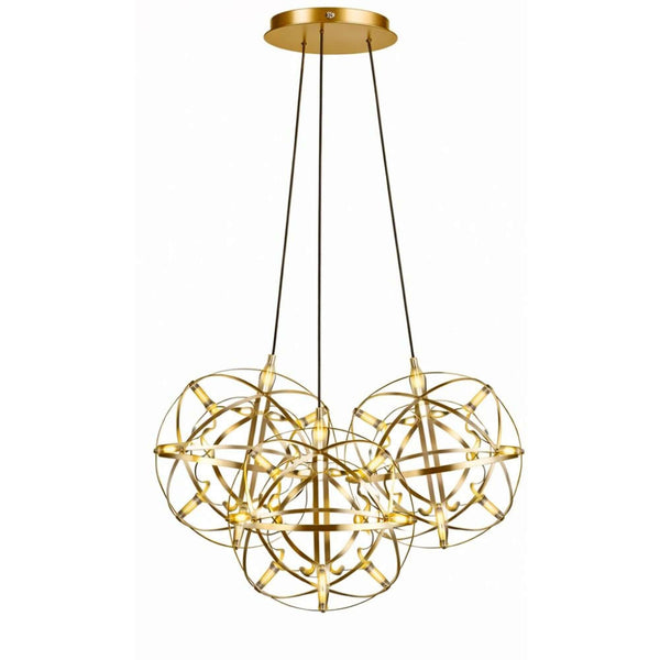 s.luce Atom Cluster LED Mehrfach-Pendelleuchte 3-flammig in filigranem Design mit geometrischen Leuchtenelementen.