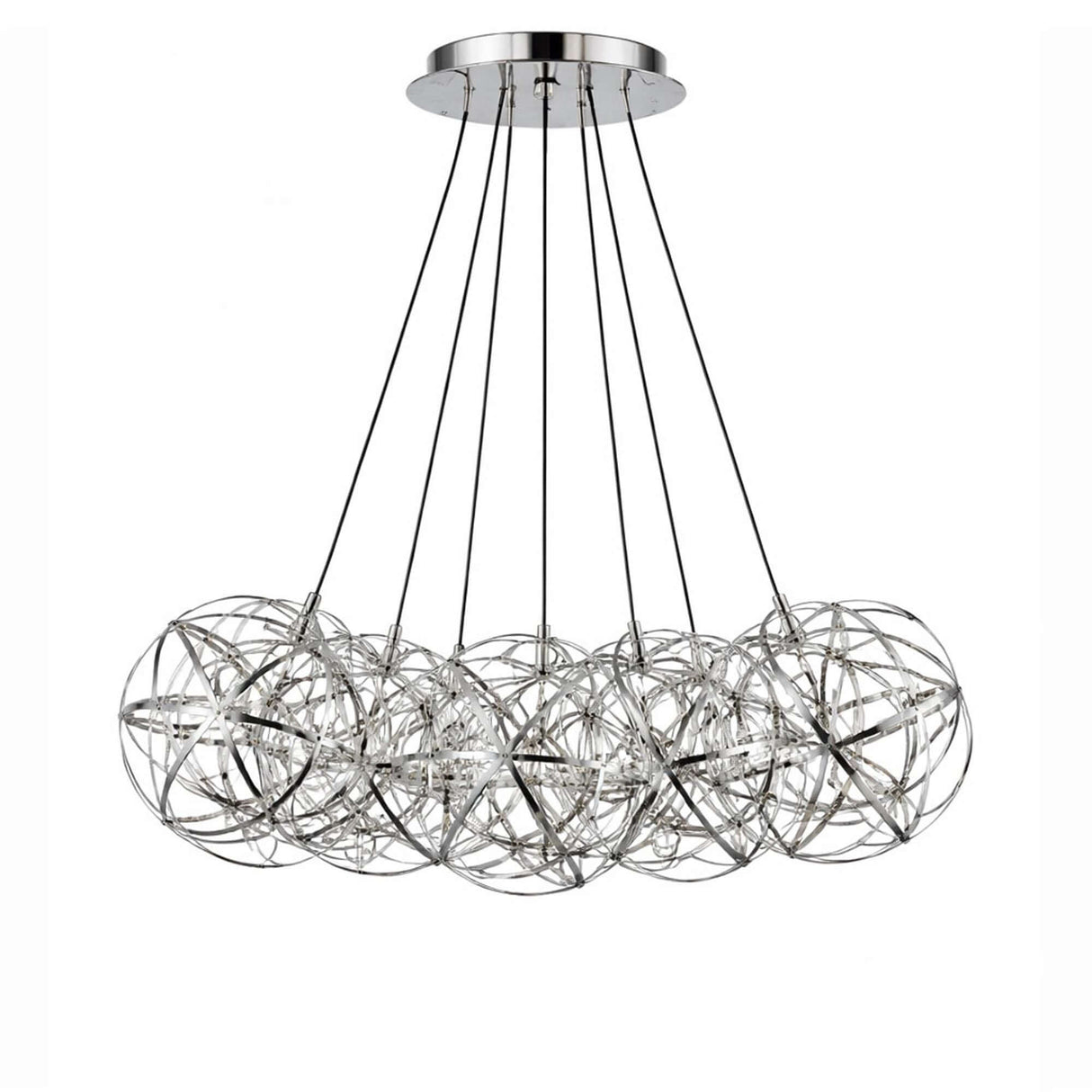 s.luce Atom Cluster LED Mehrfach-Pendellampe 7-flammig in modernem Design mit filigranen Leuchtenelementen.