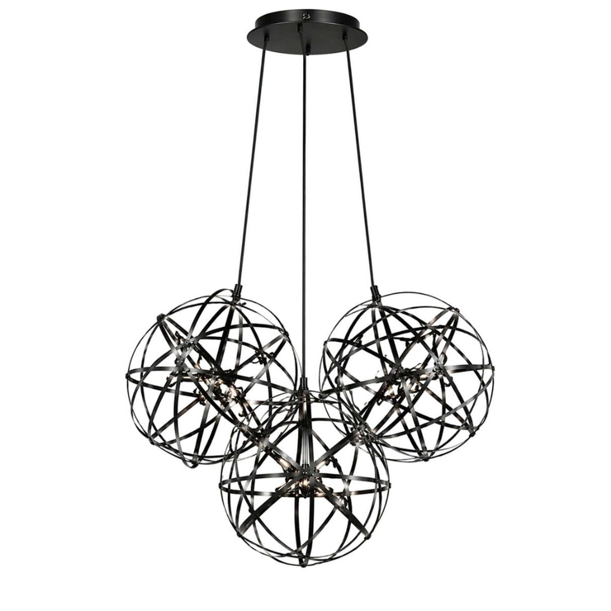 s.luce Atom Cluster LED Mehrfach-Pendelleuchte 3-flammig mit geometrischen Leuchtenelementen in modernem Design.