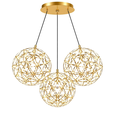 s.luce Atom Cluster LED Mehrfach-Pendelleuchte 3-flammig in elegantem, filigranem Design mit geometrischen Leuchten.