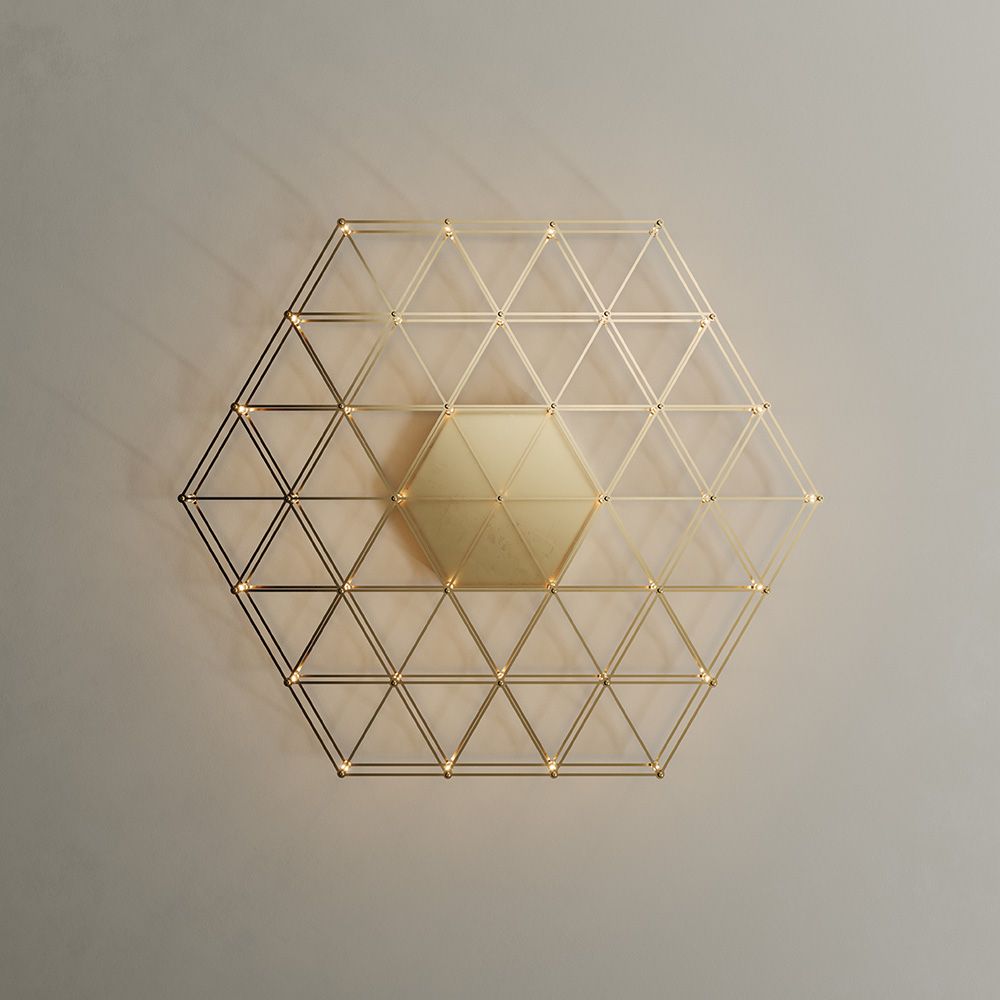 Atom eckige LED Effekt Wand- & Deckenleuchte s.luce Gold Ø 60cm