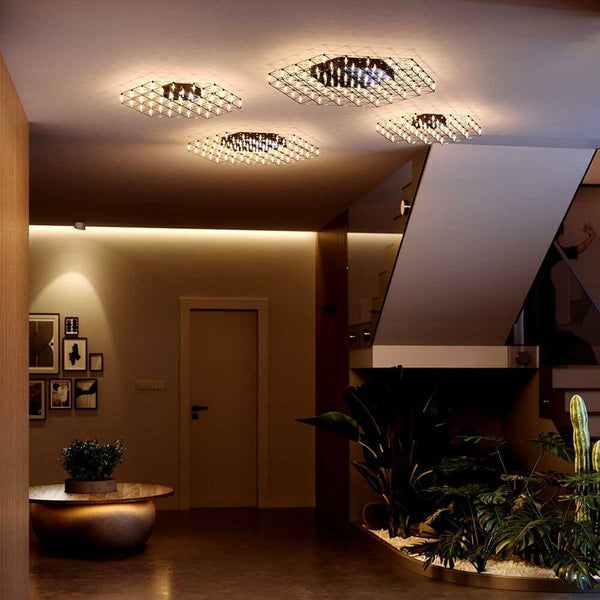 s.luce Atom lumineuse carrée LED effet applique murale et plafonnier dans un intérieur moderne