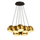 s.luce Ball Cluster Mehrfach-Pendelleuchte Cluster 7-flammig 7x20cm in moderner Gold-Optik mit sieben Leuchten