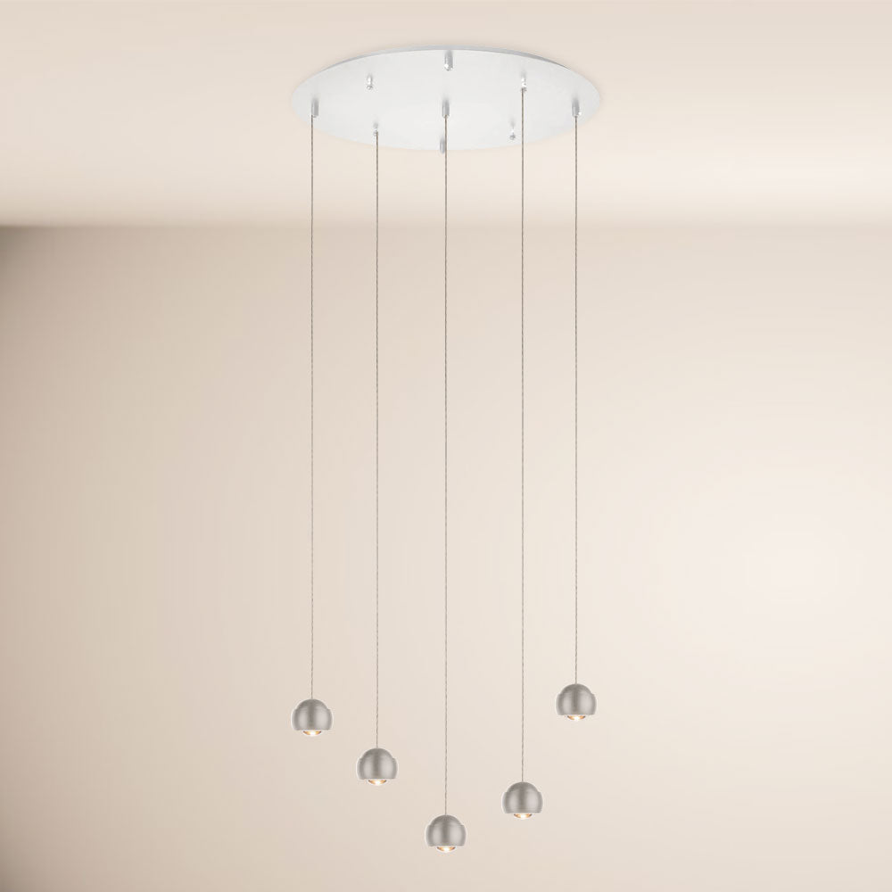 Beam LED pendant light 3- or 5-bulb modular canopy