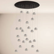 s.luce Beam XL LED Galerieleuchte Pendelleuchte 16- oder 24-flammig, 24-flammig, Aluminium, schwarzer Baldachin