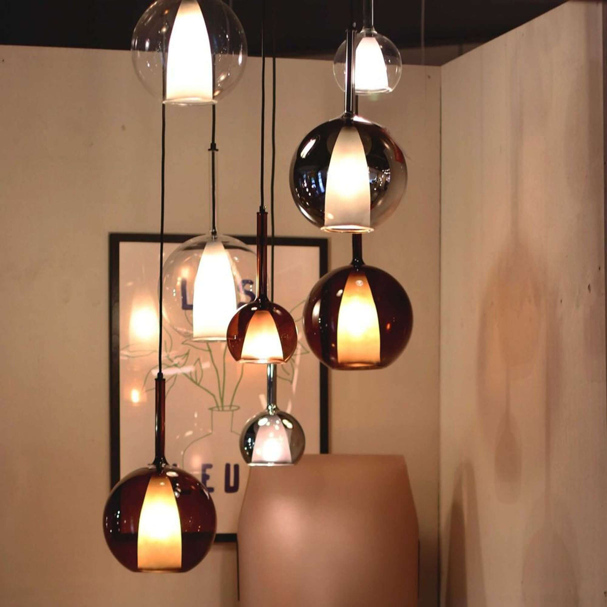 s.luce Belluna Cluster Glass Pendant Light 3-light 