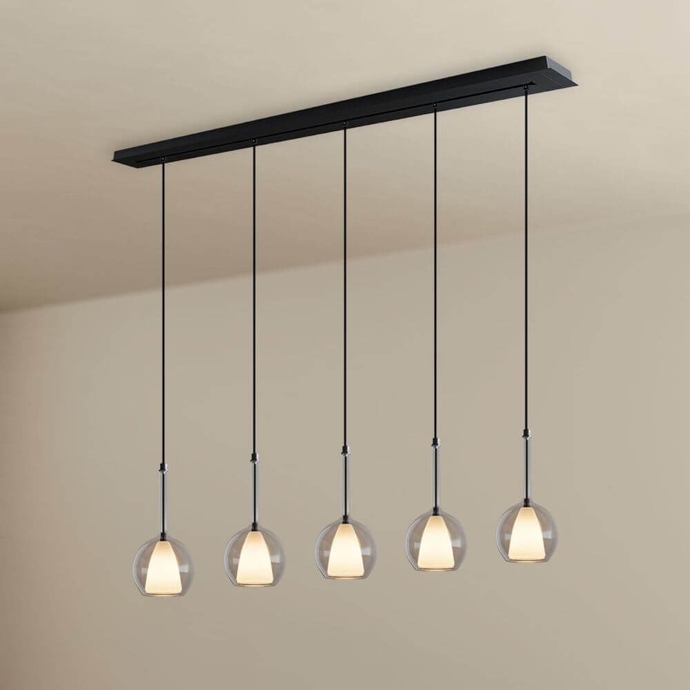 s.luce Candeeiro suspenso de mesa de jantar Belluna com 5 luzes e cobertura de 160 cm