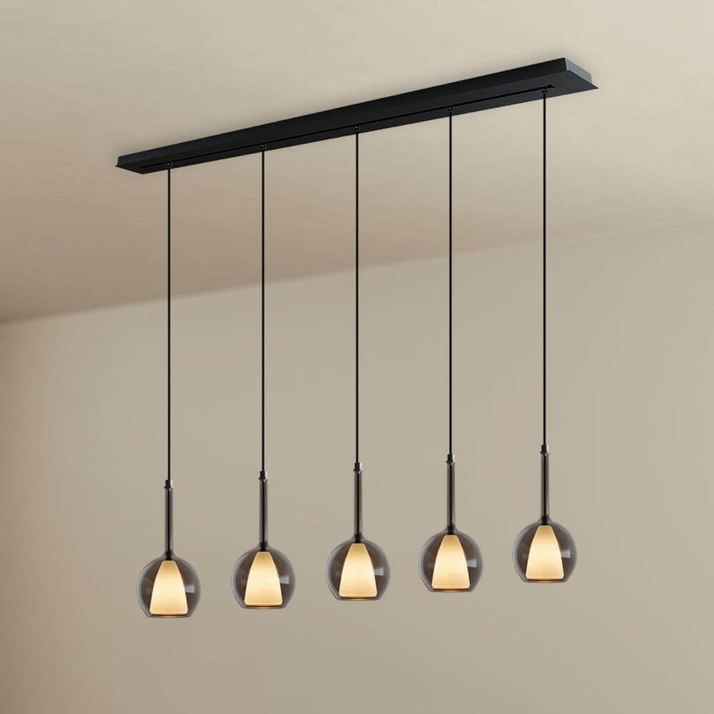 s.luce Candeeiro suspenso de mesa de jantar Belluna com 5 luzes e cobertura de 160 cm
