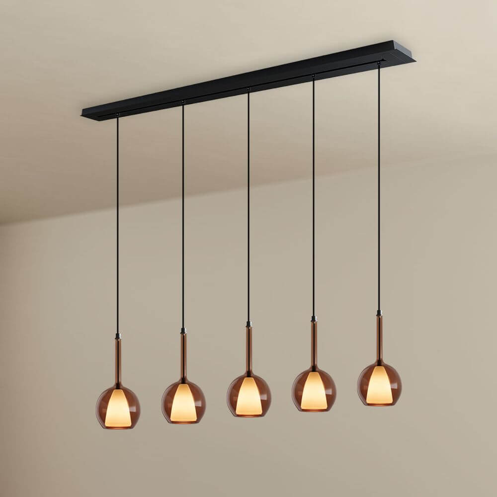 s.luce Candeeiro suspenso de mesa de jantar Belluna com 5 luzes e cobertura de 160 cm