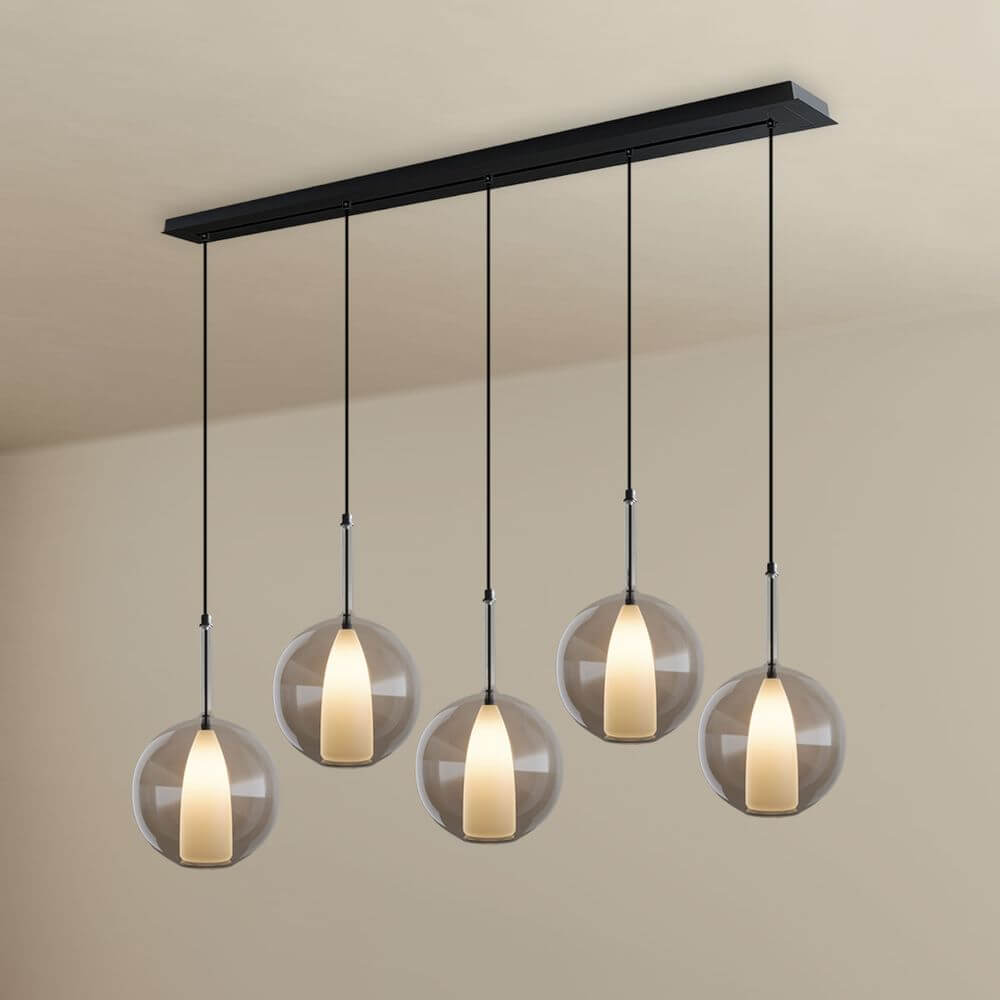 s.luce Candeeiro suspenso de mesa de jantar Belluna com 5 luzes e cobertura de 160 cm