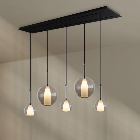 s.luce Belluna lampa wisząca stołowa 5-światło 160cm baldachim 2-rzędowy
