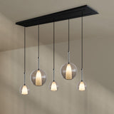 s.luce Candeeiro suspenso de mesa de jantar Belluna 5 luzes 160cm com 2 filas