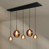 s.luce Candeeiro suspenso de mesa de jantar Belluna 5 luzes 160cm com 2 filas