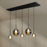 s.luce Candeeiro suspenso de mesa de jantar Belluna 5 luzes 160cm com 2 filas