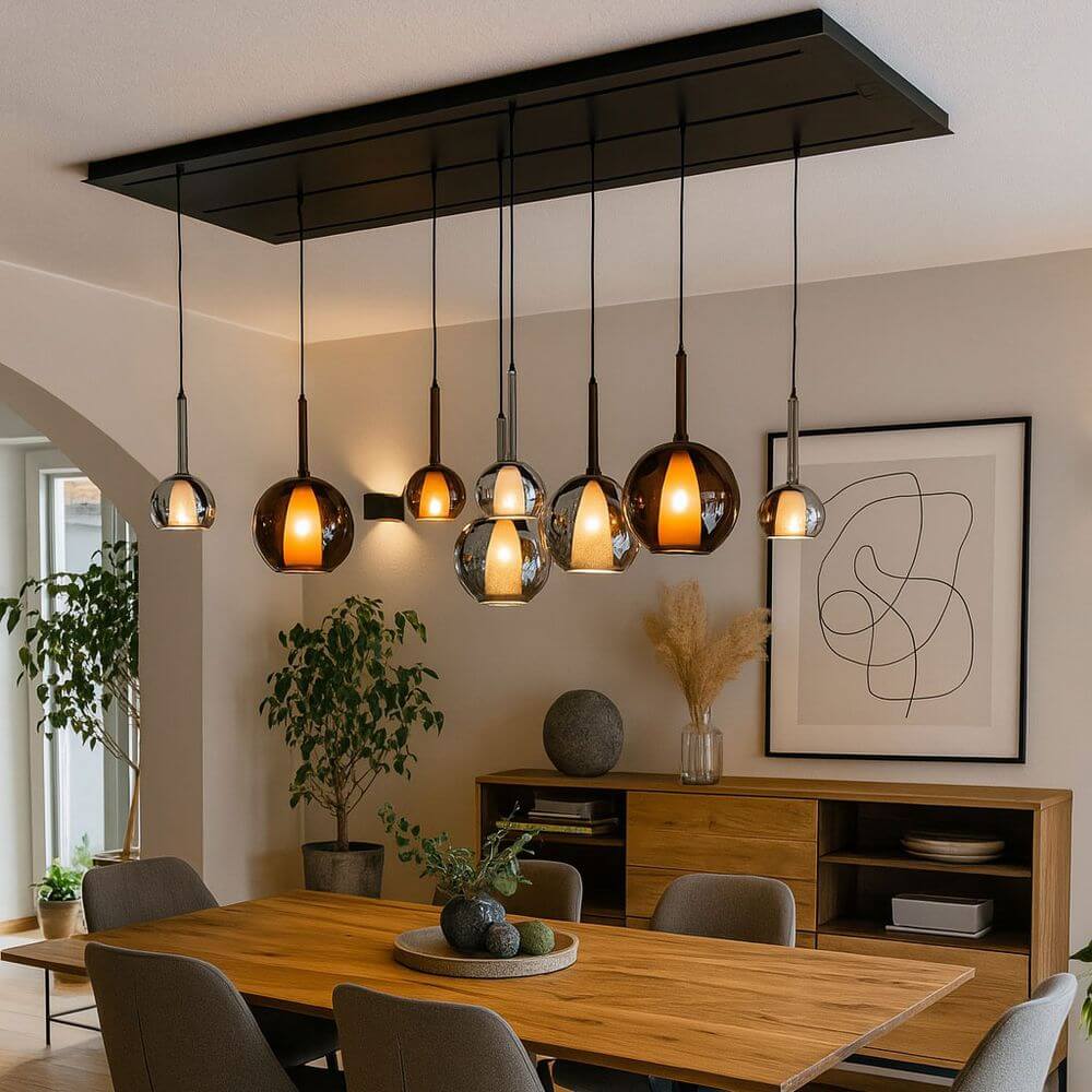 s.luce Belluna mesa de comedor lámpara colgante 8 luces 200cm
