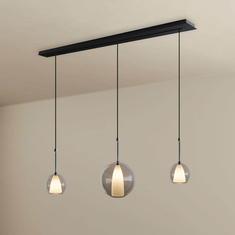 s.luce Candeeiro suspenso de mesa de jantar Belluna com 3 luzes e cobertura de 160 cm