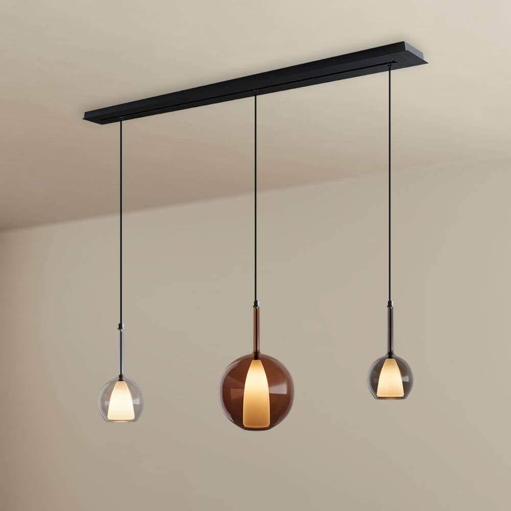s.luce Candeeiro suspenso de mesa de jantar Belluna com 3 luzes e cobertura de 160 cm