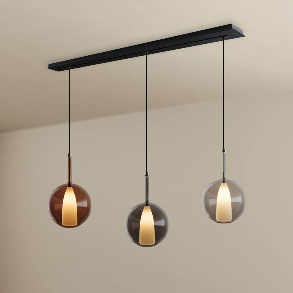 s.luce Candeeiro suspenso de mesa de jantar Belluna com 3 luzes e cobertura de 160 cm