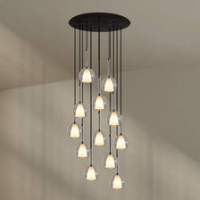 s.luce Belluna Galerielampe 12-flammig Ø 80cm Baldachin - elegante Deckenleuchte mit 12 Glaskörpern.
