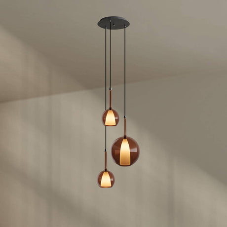 s.luce Belluna 3-flammige Galerieleuchte, modernes Design in Glas mit Pendel und schwarzem Baldachin.