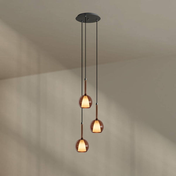 s.luce Belluna Galerieleuchte 3-flammig Ø 40cm Baldachin mit stilvollen Pendellampen aus Glas.