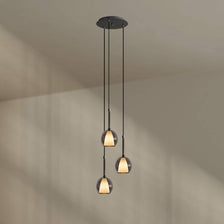 s.luce Belluna Galerieleuchte 3-flammig Ø 40cm Baldachin in modernem Design mit drei Pendelleuchten.