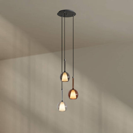 s.luce Belluna Galerieleuchte 3-flammig mit mundgeblasenem Glas, elegant für Treppenhäuser und hohe Räume.