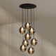 s.luce Belluna Galerieleuchte 8-flammig Ø 80cm Baldachin mit mundgeblasenen Glaskörpern in Rauchgrau.