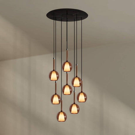 s.luce Belluna Galerieleuchte 8-flammig Ø 80cm Baldachin in eleganter Hängelampe mit acht Glaskörpern.