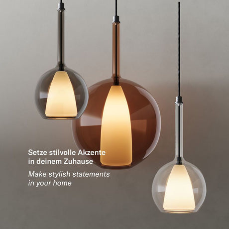 s.luce Belluna Glas-Pendelleuchte 150cm Textilkabel
