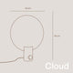 Maßzeichnung der s.luce Cloud Tischleuchte mit einem Durchmesser von 40 cm und einer Höhe von 54 cm.