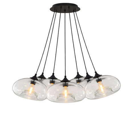 s.luce Cruet Cluster Glas-Pendelleuchte 7-flammig 7x28cm in modernem Design mit sieben Glasleuchten.