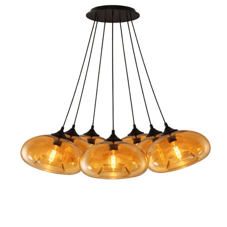s.luce Cruet Cluster Glas-Pendelleuchte 7-flammig 7x28cm mit eleganten Glasleuchten in modernem Design.