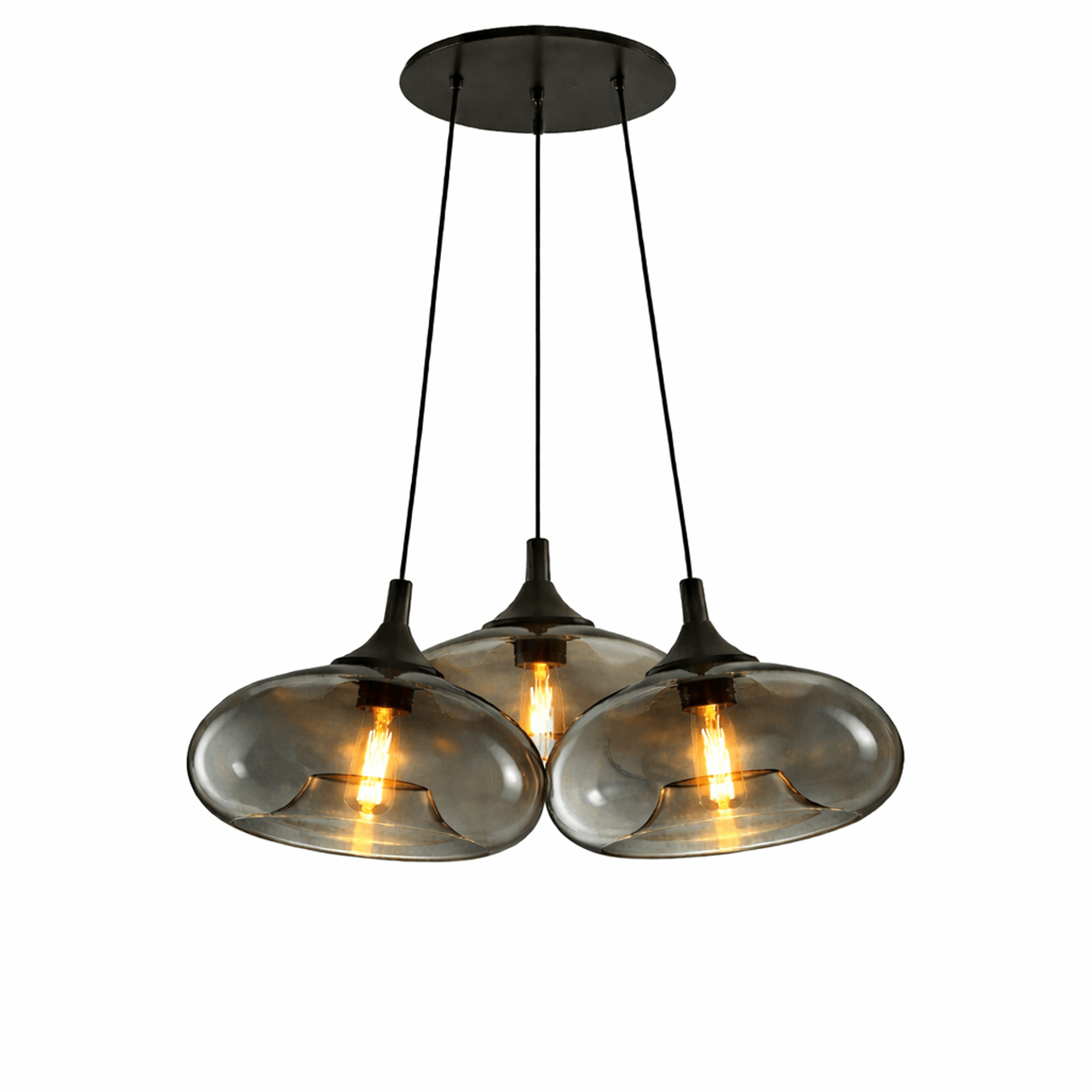 s.luce Cruet Cluster Glas-Pendelleuchte 3-flammig 3x28cm in modernem Design und warmem Licht.