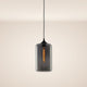 s.luce Cruet Glas-Pendelleuchte Up & Low in modernem Design, rauchgrau mit Edison-Glühbirne.