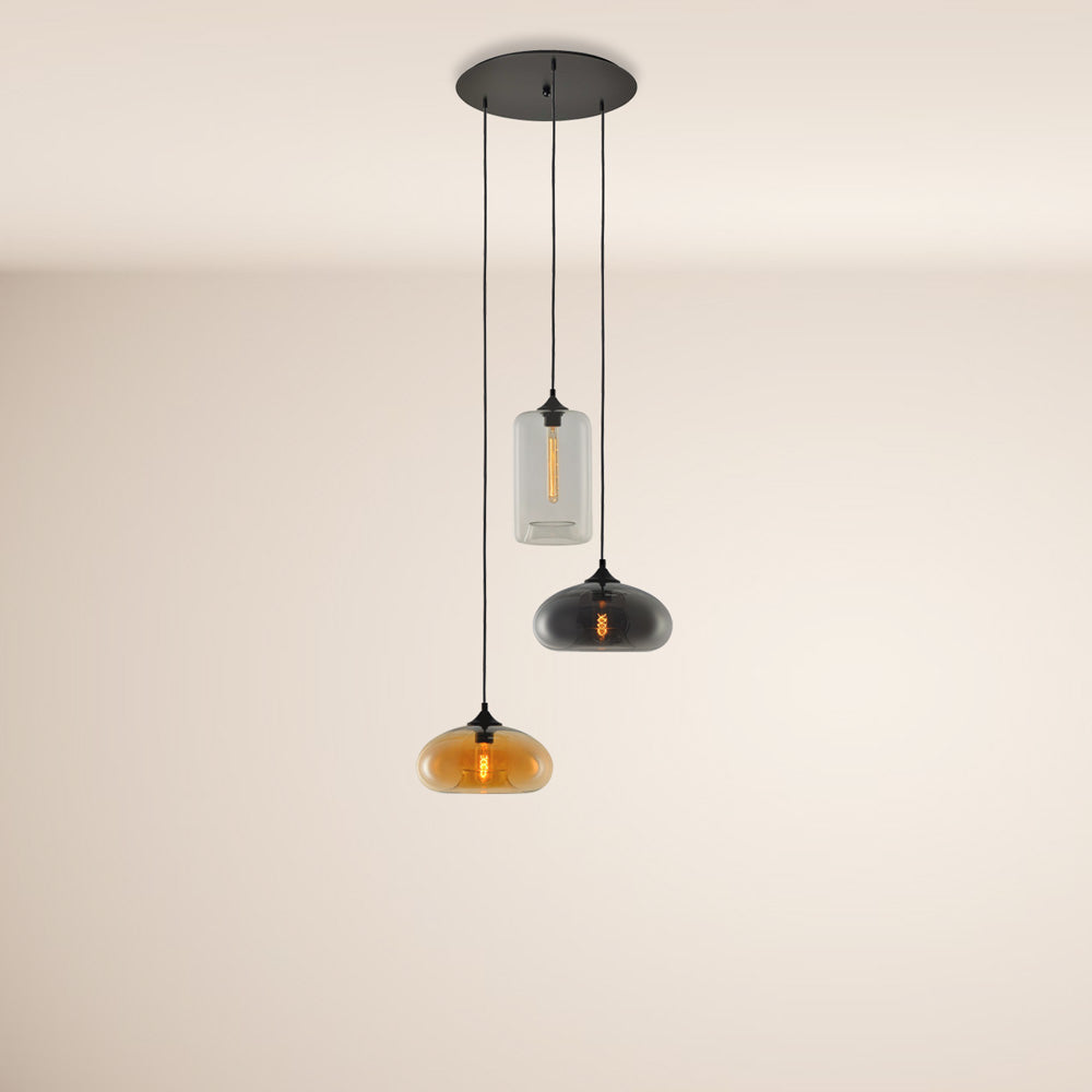 Cruit Multiple Pendant Lamp Glass 3 ou 5-Flame