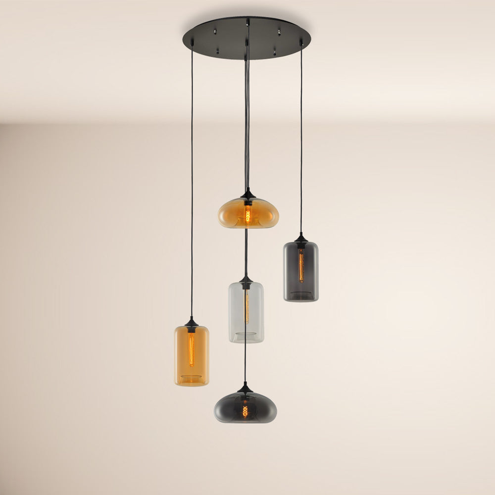 Cruit Multiple Pendant Lamp Glass 3 ou 5-Flame