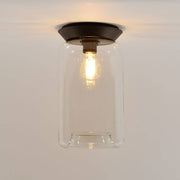 s.luce Cruet Glas Wand- und Deckenleuchte Up & Low, klar, hoch, mit schwarzer Basis und elegantem Design