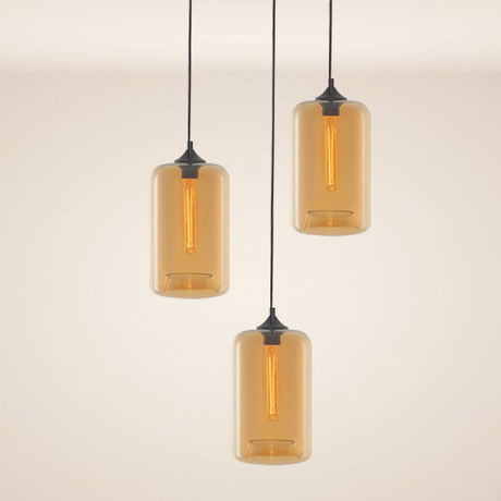 s.luce Cruet flerflammet pendellampe med moderne design og glasskuler i trendy farger.
