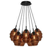 s.luce Echos Cluster glass pendant light, 7-light, 7x18cm 