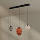 s.luce Echos Esstischlampe 3-flammig 120cm Ø 18/25cm mit bunten Glaslampen in modernem Design