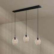 s.luce Echos Esstisch-Hängelampe 3-flammig 120cm Ø 18cm mit mundgeblasenen Glaskörpern in hochwertigem Design.