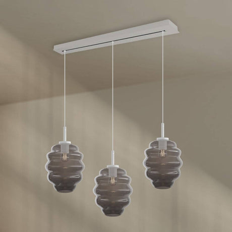 s.luce Echos 3-light dining room pendant light 120cm Ø 25cm in modern design with three glass bodies.