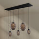 s.luce Echos Esstischlampe 5-flammig 2-reihig 160cm Ø 18/25cm mit eleganten Glaskörpern