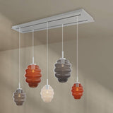 s.luce Echos Esstischlampe 5-flammig, moderne Pendelleuchte mit bunten Glaskörpern, stilvolle Beleuchtung für Essbereich.