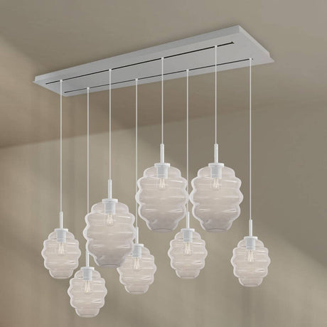 s.luce Echos spisebordslampe 8-flammig 160 cm 2-radet Ø 18/25 cm med stilfulle glasskropper.