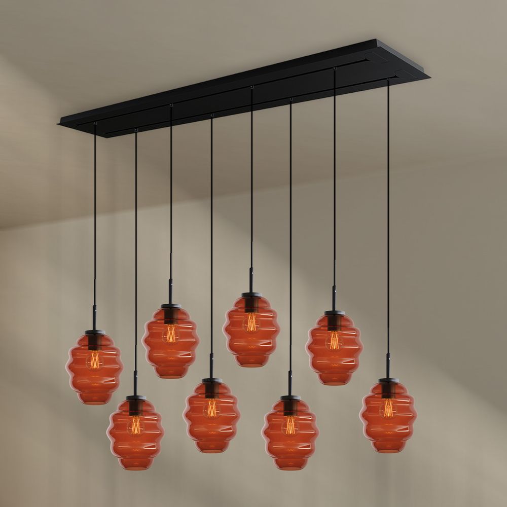 s.luce Echos dining table lamp 8-light 160cm 2-row Ø 18cm