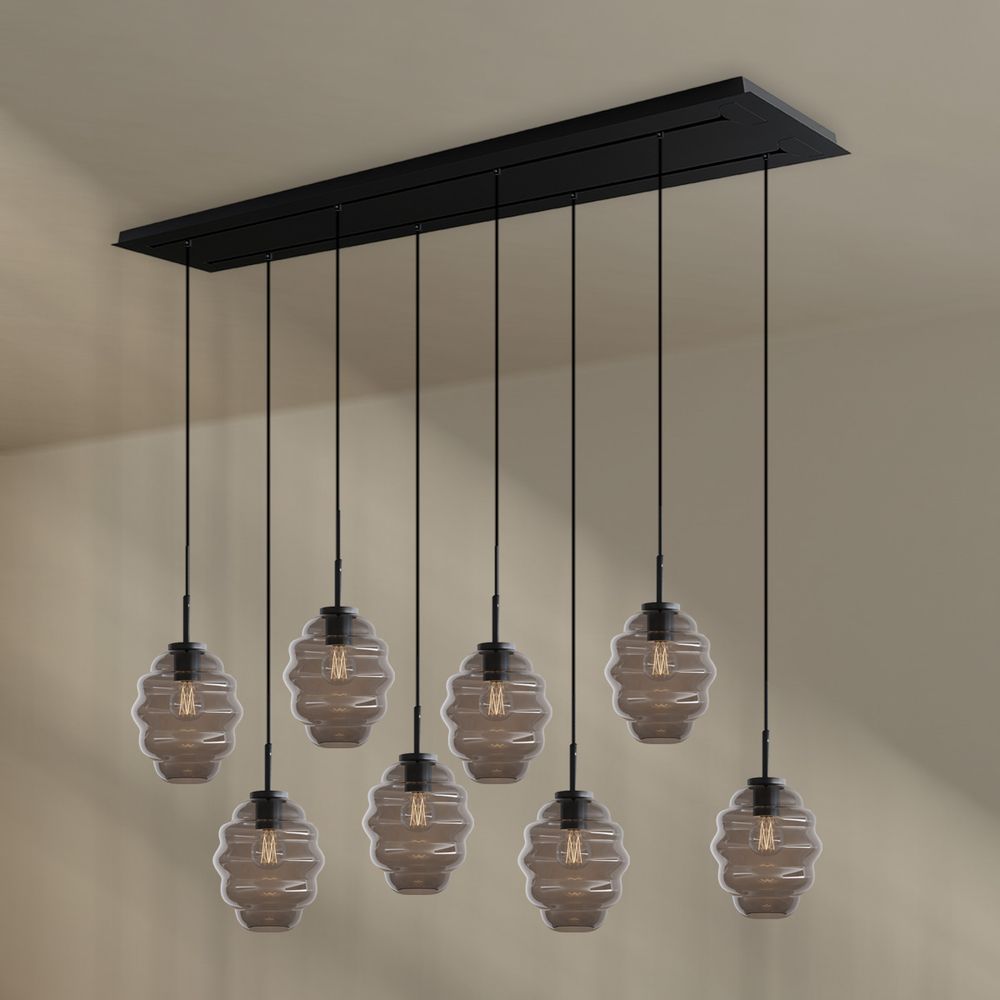 s.luce Echos dining table lamp 8-light 160cm 2-row Ø 18cm