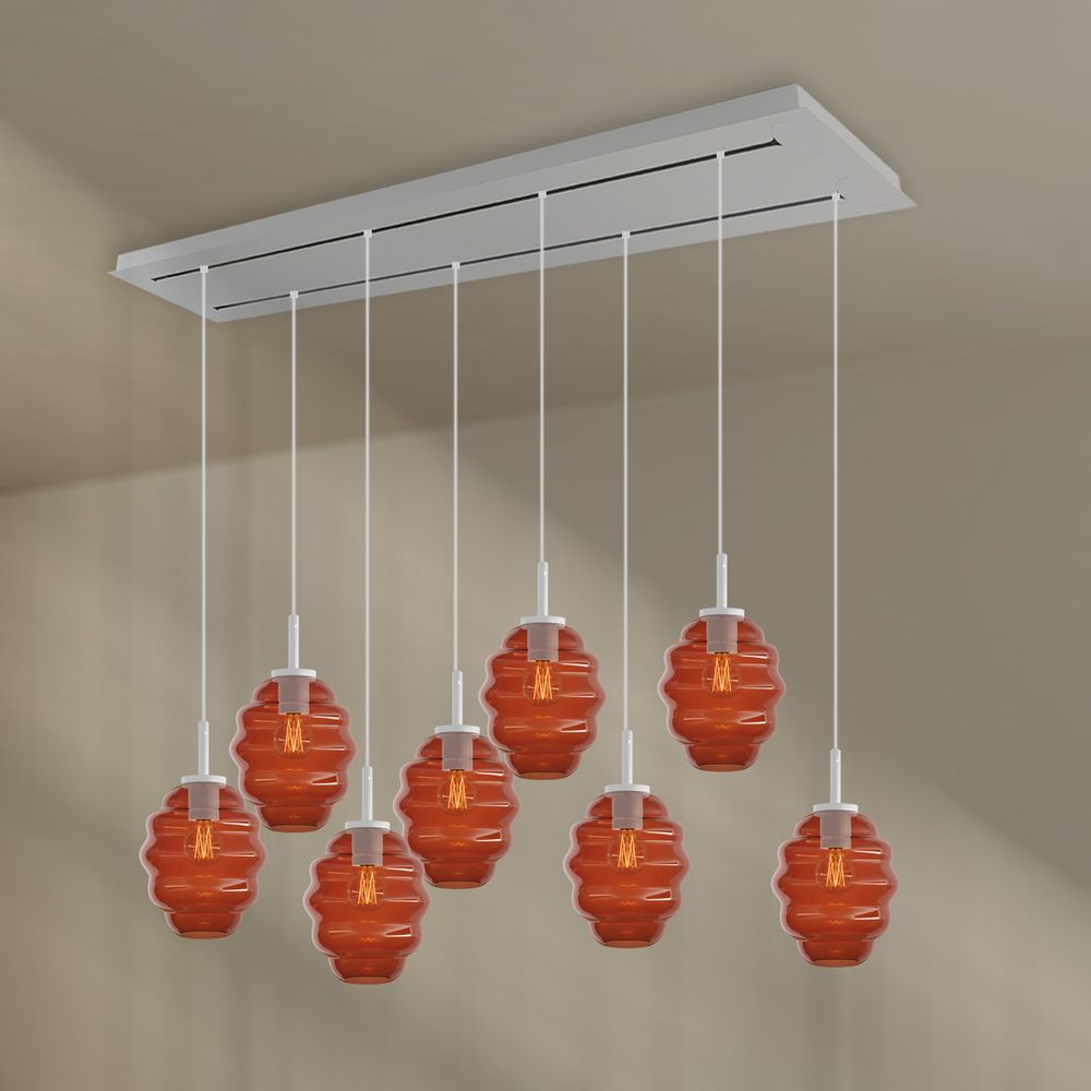 s.luce Echos dining table lamp 8-light 160cm 2-row Ø 18cm